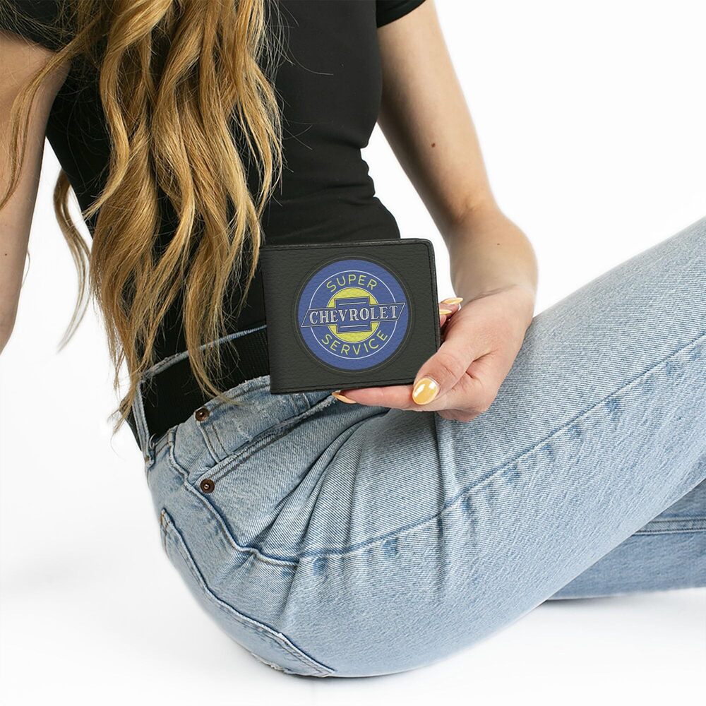 6209 PU Bifold Wallet-Chevrolet Super Service Logo Black/Blue/Yellow - Picture 7 of 8
